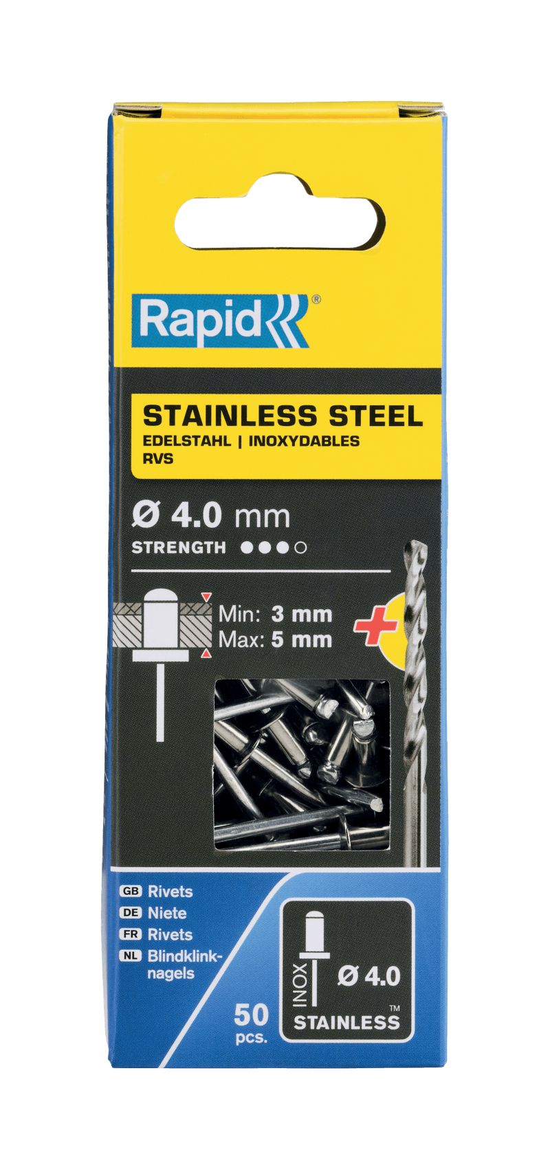 Rapid blindklinknagels RVS 4 x 8mm (50 st.)